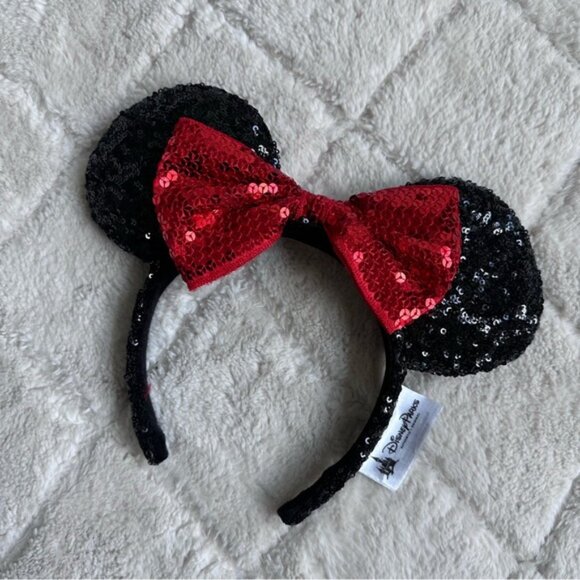 Disney Parks | Classic Black And Red Sequin Minnie Mouse Ears Headband - Picture 2 of 8